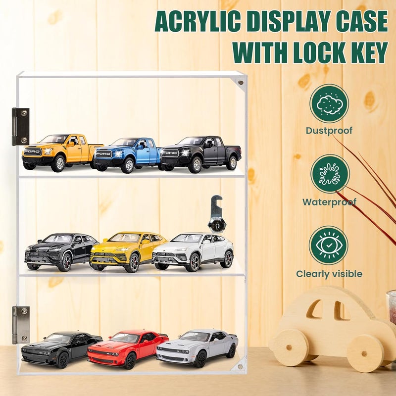 Xzunk Locking Display Case, Showcase Display Cabinet, 3-Tier Acrylic Display Case with Lock Key, Clear Countertop Display Cabinet with Shelves for Retail Store Collectibles Figures(11.8x5.9x15.7 inch) - Image 5